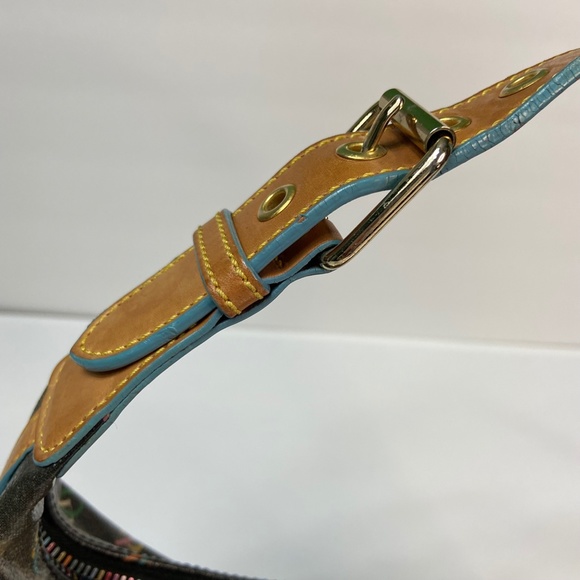 VINTAGE Dooney & Bourke MULTICOLOR COLORFUL Monogram  MINI Hobo AUTHENTICATED - Picture 4 of 13